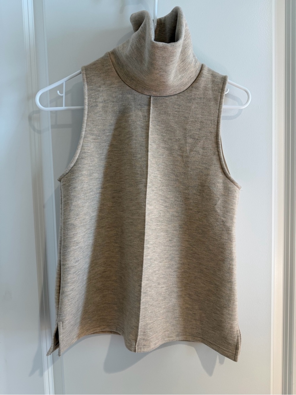 OGL Neutral Beige Sleeveless Turtleneck Knit Top